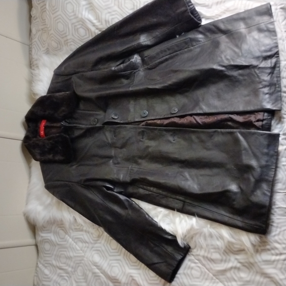 Anne Kline genuine lambskin trench coat. SzL-XL - Picture 5 of 17